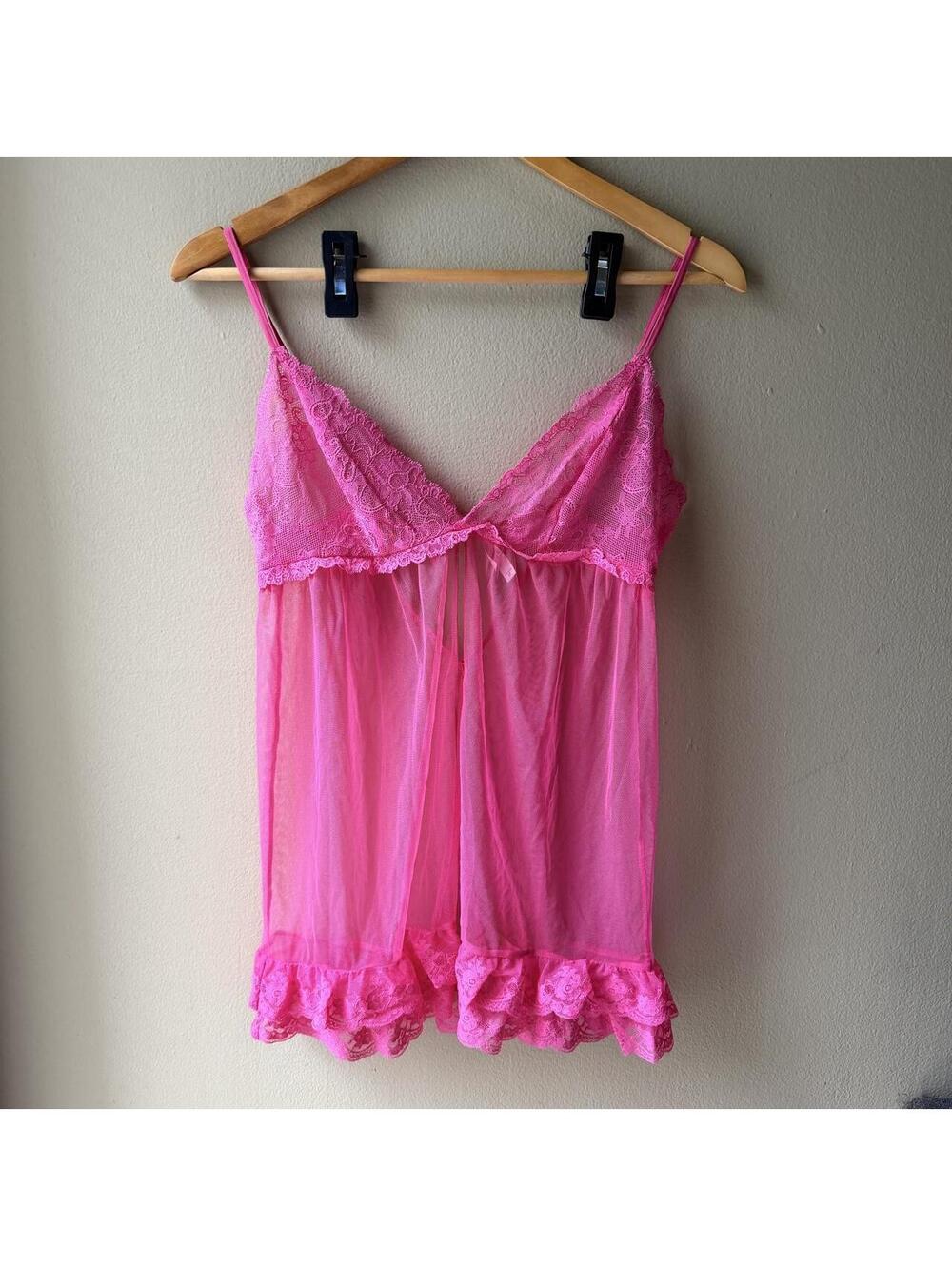 Victoria’s Secret Hot Pink Lace Babydoll Cami | Medium